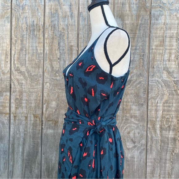 Shein Cheetah Wrap Midi Dress Size L - Picture 3 of 14